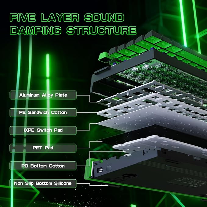 ATTACK SHARK R85 HE Wired 75% Rapid Trigger Mechanical RGB Gaming Keyboard with Custom Lightbox,8KHz Polling Rate,0.005mm RT Accuracy,0.08MS Latency,Hall Effect,Magnetic Switch,Driver for PC-Green