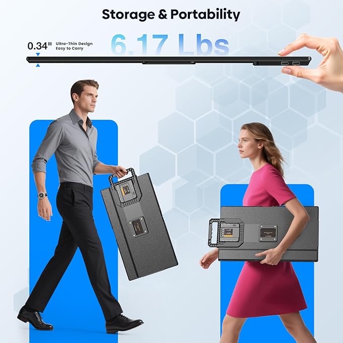 24" Large Portable Monitor Laptop Screen Extender 1080P FHD 100HZ IPS, Travel Monitor for Work Home Gaming, Landscape & Portrait Display, Compatible with Wins/Mac/Linux & MINI PC/PS5/Smart Phone