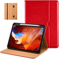 DTTO for iPad Pro 11 inch Case (M5/M4) 2025/2024, Premium Leather Business Folio Stand Cover with Pencil Holder - Auto Wake/Sleep and Multiple Viewing Angles, Bright Red