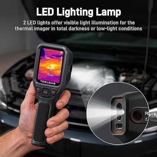 Teslong Thermal Camera with Visual Camera TTM260, Super Resolution 512 x 384, 25 HZ Infrared Imager, -4°F~1022°F Range Thermal Imager, 256 x 192 IR Resolution Thermal Camera, 3.2" LCD Screen