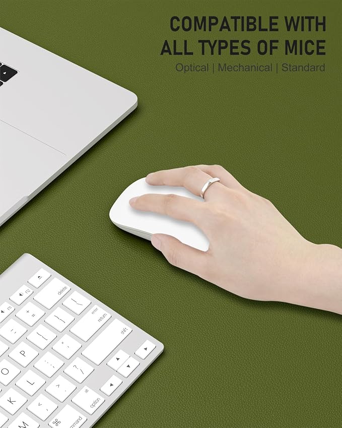 Desk Pad, 30" x 14" PU Leather Non-Slip Desk Mat Large Mouse Pad for Desktop, Waterproof Laptop Computer Writing Mat for Office, Home, Work, Gaming, Grass Green