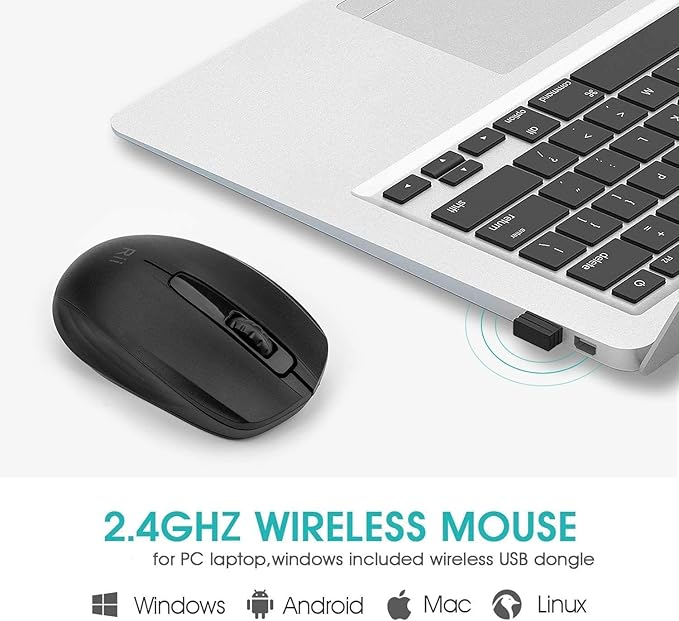 Rii 10-Pack Wireless Mouse,2.4G Portable Computer Mice for PC, Laptop, Windows,Office Included Wireless USB dongle (Black)