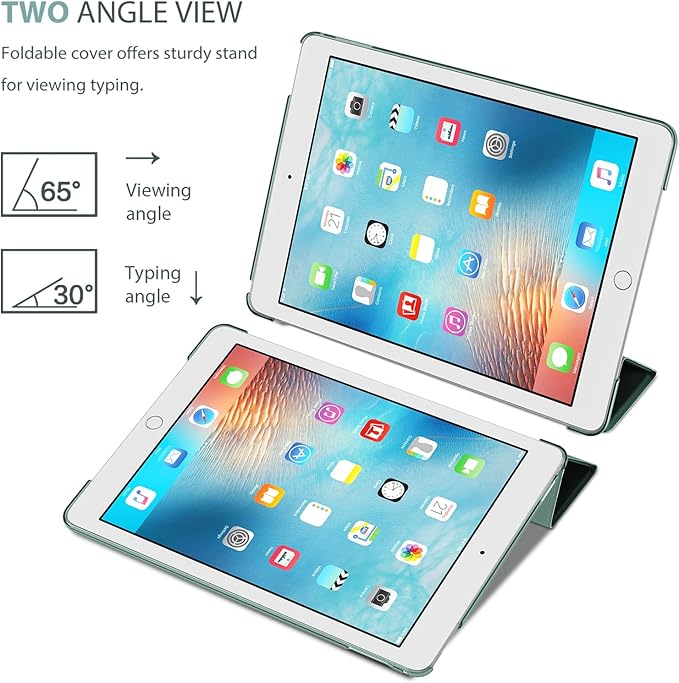 ProCase Smart Case for iPad Pro 9.7 Inch 2016, Ultra Slim Lightweight Stand Smart Case Shell with Translucent Frosted Back Cover for iPad Pro 9.7 Inch (A1673 A1674 A1675) -Mgreen