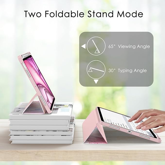 Soke Case for New iPad Air 11 Inch (M4/M3/M2, 2026-2024), iPad Air 5th/4th Generation 10.9 Inch (2020-2022) with Pencil Holder, Soft TPU Back Cover & Auto Sleep/Wake, Dreamy Marble
