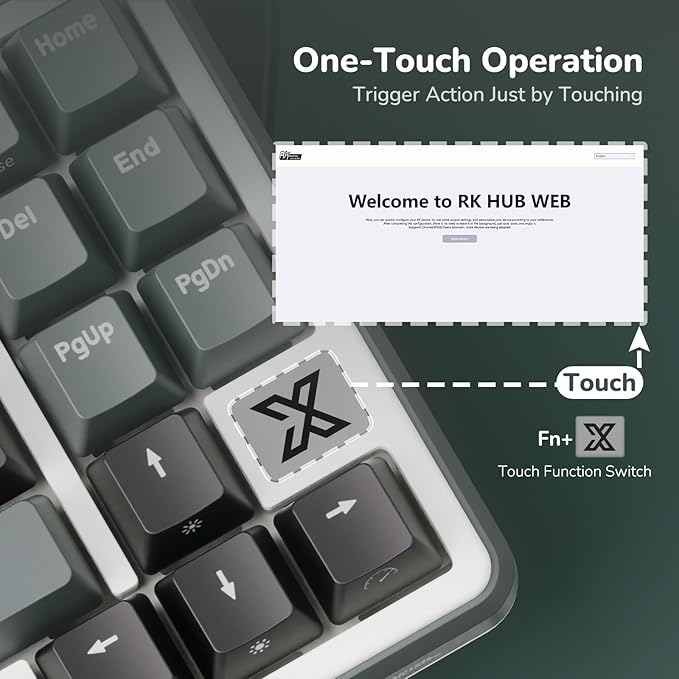 RK ROYAL KLUDGE X87 Gasket Mechanical Keyboard, 75% Wireless Gaming Keyboard with Touchable X-Plate & Volume Knob, Bluetooth/2.4GHz/Wired, Hot Swappable RGB Backlit (Green, Light Switch)