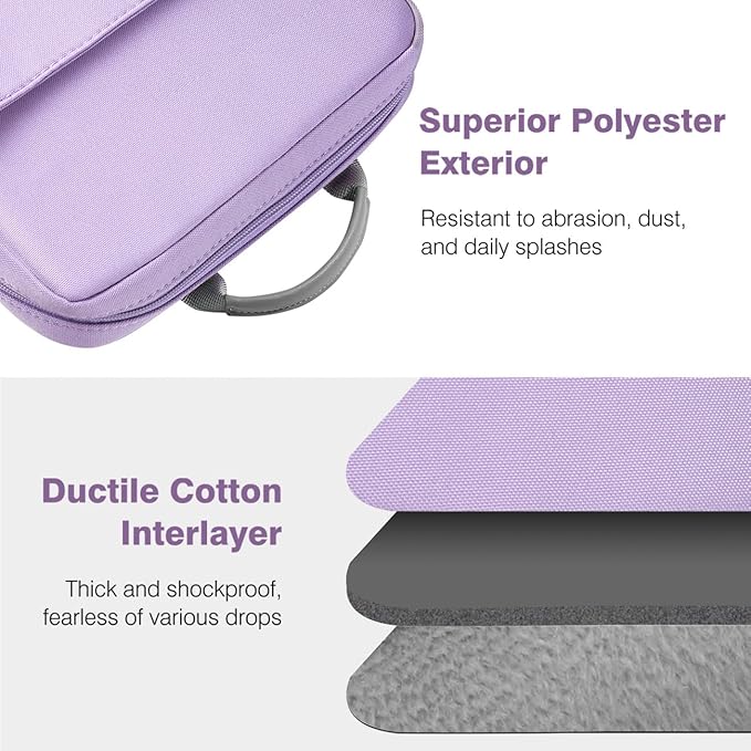 Dadanism 13 Inch Tablet Sleeve Bag with Shoulder Strap & Handle for New iPad Air 13" M4/M3 2026/2025, iPad Pro 13" M5/M4 2025/2024, iPad Pro 12.9", Galaxy Tab S10+/S9 FE+/S9+ 12.4", Grey Purple