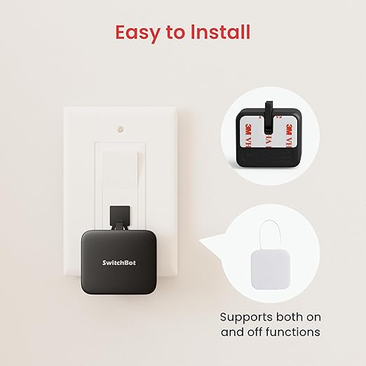 Switchbot Smart Switch Button Pusher (Bluetooth) – Fingerbot for Rocker Switch/One-Way Buttons with bot, App Timer Control, No Wiring, Optional Hub Required for Voice/Remote, White