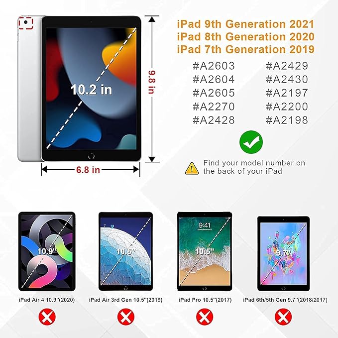 SIBEITU Case Compatible with iPad 9th Generation for Kids, with Pencil Holder Stand, Heavy Duty Rugged Case for iPad 10.2 inch