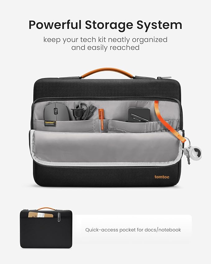 tomtoc 360° Protective Laptop Sleeve for 13.5-14.4 Inch Surface Laptop 6/5/Studio 2/1, Surface Book, Water-Resistant Shockproof Carrying Case Bag for Acer Aspire/Swift, ASUS Vivobook/Zenbook 14, Black