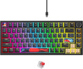 BlueSamurai 75% Wired Mechanical Gaming Keyboard - Hot Swappable, Red Switch, RGB Backlit 82 Keys TKL Mechanical Keyboard with Volume Control Knob