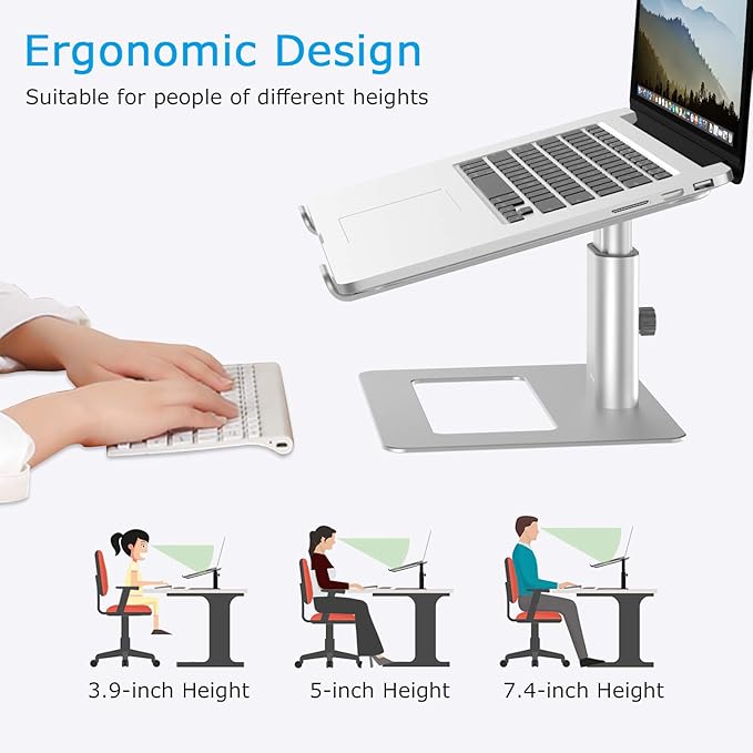 BoYata Laptop Stand, Ergonomic Aluminum Height Adjustable Computer Stand Laptop Holder for Desk, Compatible with MacBook Pro/Air, Dell, Lenovo, HP, Samsung, More Laptops 11-17"