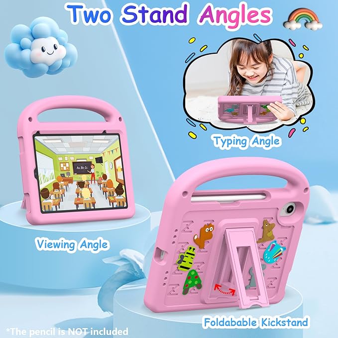 Kids Case for iPad mini 7(A17 Pro) 2024/iPad Mini 6 2021 8.3 Inch, with Built-in Pencil Holder/Anti-Slip Handle/Foldable Stand, Shockproof Protective iPad mini 7th/6th Generation Case 8.3 Inch