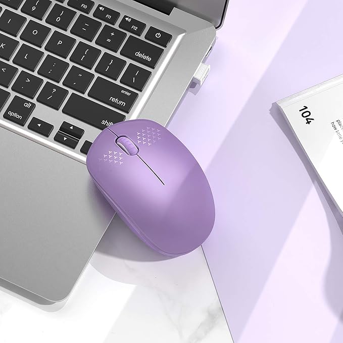 seenda Wireless Mouse for Laptop, 2.4G Noiseless Mouse with USB Receiver - Optical Tracking Portable Computer Mice for Chromebook, PC, Tablet, Windows System, 24 Months Battery Life - Purple