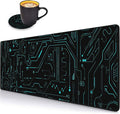 Desk Pad Mat Gaming Mouse Pads with Coasters Set, Stitched Edges Design Mouse Pad XXL Large Mouse Pad for Laptop Computers Circuit Board Pattern Desk Writing Mat for Office & Home 31.5"x 11.8"