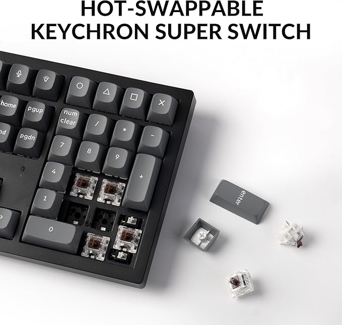 Keychron K10 Max Wireless Custom Mechanical Keyboard, 100% Layout QMK 2.4 GHz Bluetooth White Backlit with Hot-swappable Keychron Super Brown Switch Compatible with Mac Windows Linux