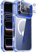 Strong Magnetic for iPhone 17 Pro Max case [10Ft Military-Grade Protection] Compatible with fit MagSafe Shockproof Slim Thin Cover case for iPhone 17 Pro Max 6.9 inch, Clear Blue