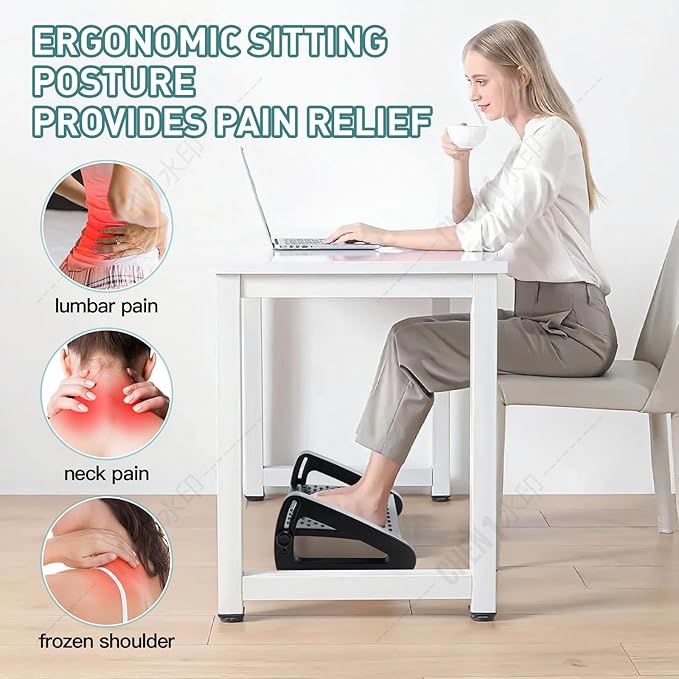 Adjustable Foot Rest with Massage Roller, Ergonomic Foot Stool for Office Home Desk, Non-Slip Footrest to Improve Posture & Relieve Leg Fatigue
