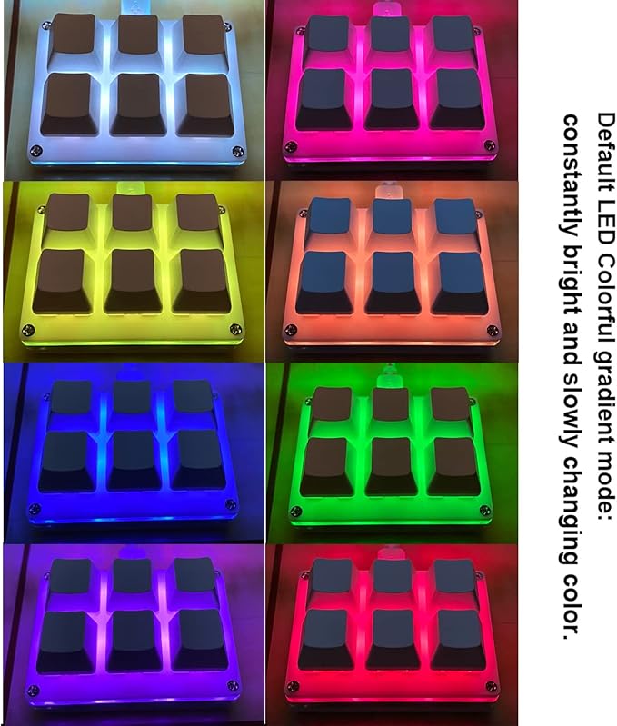 Mini 6-Key Macro Mechanical Keypad RGB Gaming Keyboard Portable One-Handed Fully Programmable Keyboard for Windows Mac OSU HID Standard Keyboard, Red Switches, RGB Backlight, Hot Swap, USB-Micro Cable