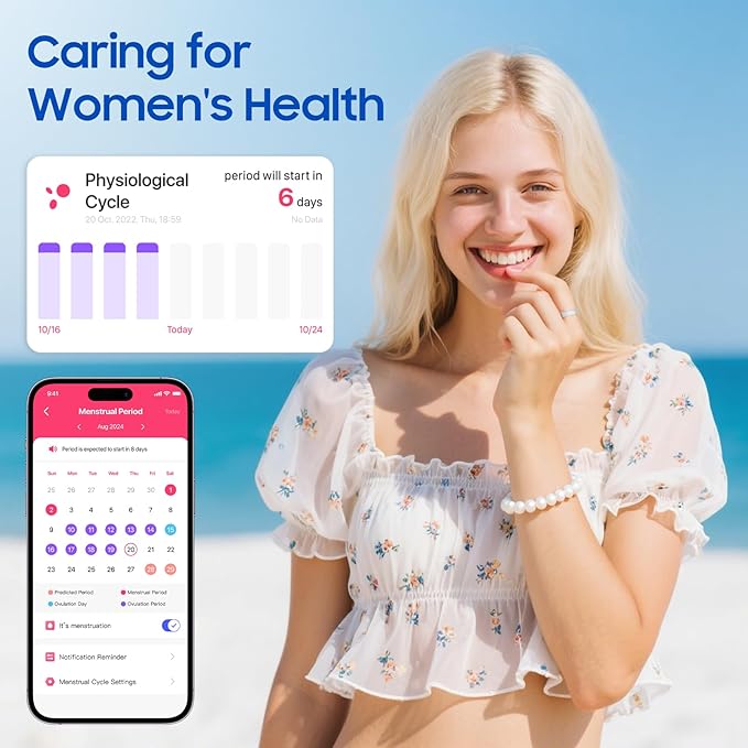 Smart Health Ring, Featuring Stress and Sleep Monitoring Functions, Compatible with iOS and Android,Waterproof Fitness Tracker for Women & Men, No Subscription Fee. (Black, 9)