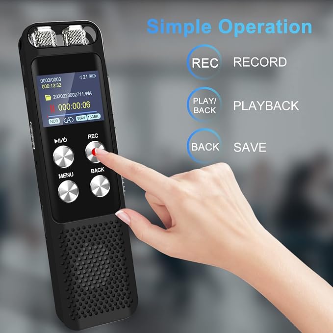136GB Digital Voice Recorder: Voice Activated Recorders with Playback, Audio Recording Device for Lectures Meetings, Dictaphone Sound Portable Tape Recorder with Password | USB