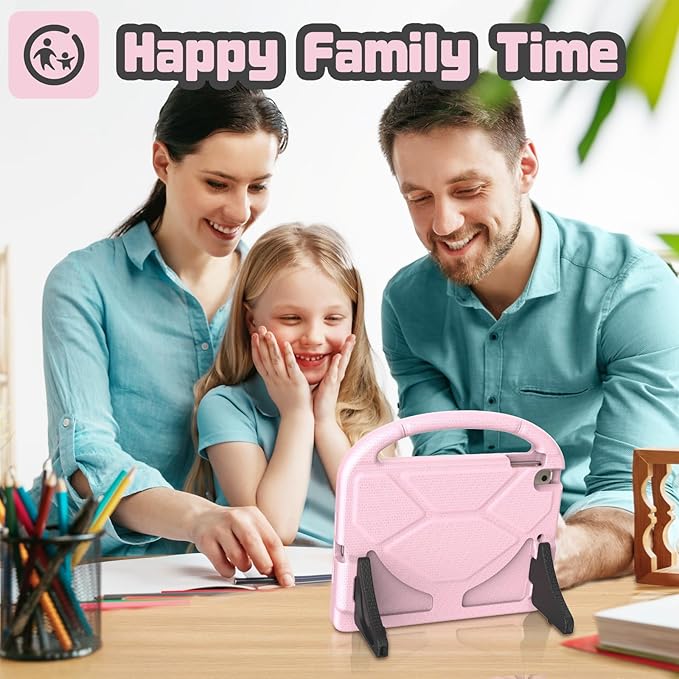 YIHE Shockproof Kids Case for iPad 6th/5th Generation (9.7 inch, 2018/2017), iPad Air 2/1 & Pro 9.7 | Durable Protective Cover with Built-in Screen Protector & Stable Stand, Light Pink