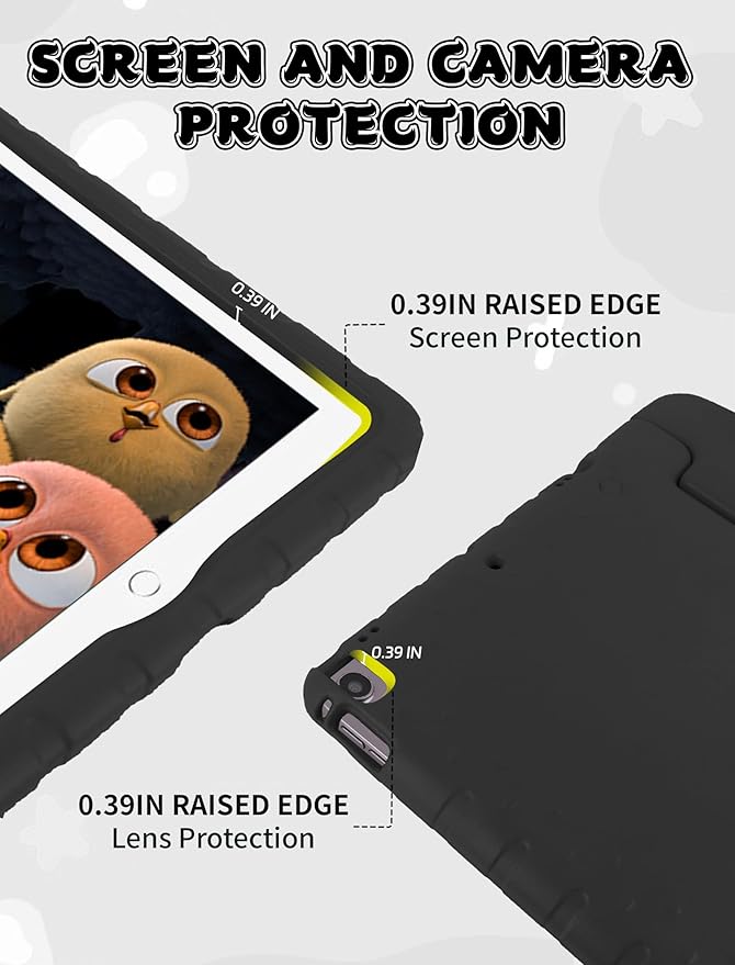 Kids Case for iPad Pro 12.9 2017(2nd Gen)/2015(1st Gen) with Pencil Holder, E-puhate iPad Pro 1st/2nd Generation Case 12.9 inch Shockproof Handle Stand Kids Cover for Child Boys Girls Toddlers(Black)