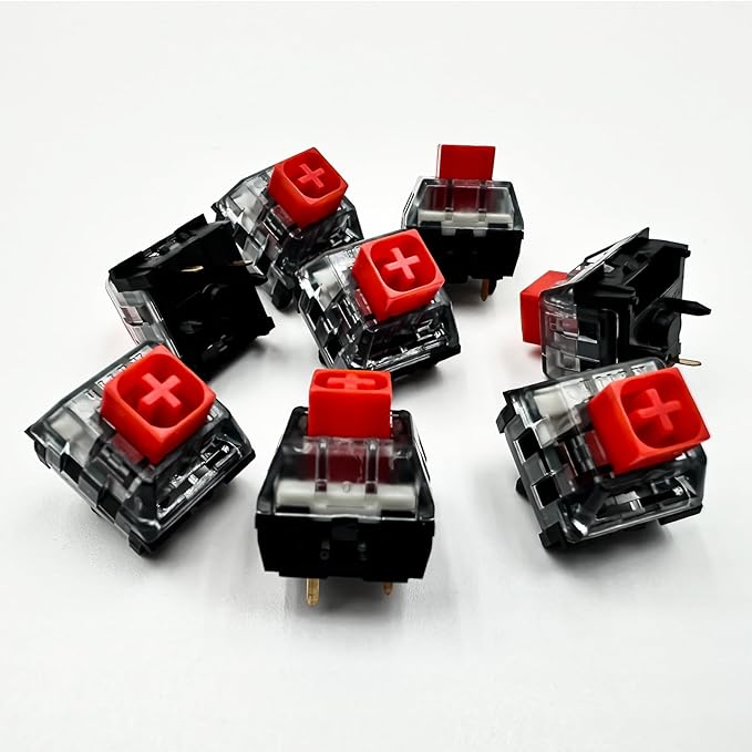 Zjmehty Upgrade Kailh Box V2 Red Switches for Mechanical Gaming Keyboard,5-Pin 40gf Linear/Dust&Waterproof Switches(108pcs,Red)