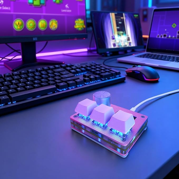 O3C Rapid Trigger Hall Effect Keyboard Suitable for OSU and Geometry Dash Rhythm Game Macro Keypad with Magnetic Linear Switches (Pink, Outemu Pink Switch)