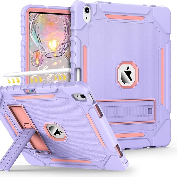 Grifobes Case for iPad Air 13-inch (M4/M3/M2) 2026/2025/2024, Heavy Duty Shockproof Rugged Protective Cover with Pencil Holder/Built-in Stand for i Pad Air 13" (Purple)