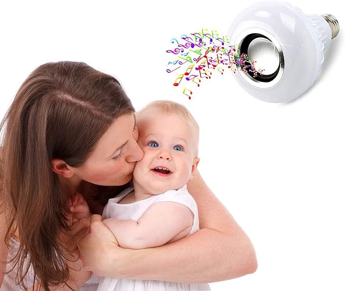 LED RGB Bulb Light Smart Bluetooth Music Speaker Changing Color Lamp Shower Head with Remote for Living Room Bathroom