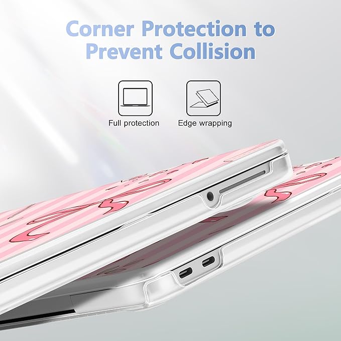 Case for 2026 MacBook Neo 13-inch Laptop with Liquid Retina Display, Release Model A3404, Sturdy Plastic Hard Shell Case + Keyboard Cover + Trackpad Film + Dust Plug, Roses & Rabbit & Stripe