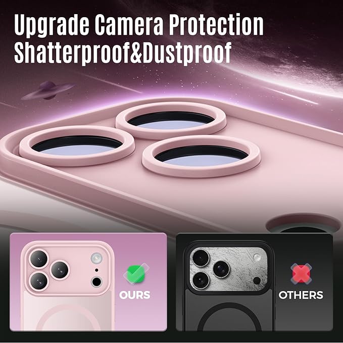 Symcele Designed for iPhone 17 Pro Case, Compatible with MagSafe, [Camera Protection] [15FT Military Drop Protection] Shockproof Translucent Matte Anti-Slip Phone Case, 6.3", Pink