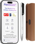 Flowtica Scribe AI Voice Recorder, App Control, Transcribe & Summarize, HiFi Audio with Noise Cancellation, Background Auto-Sync, Note Taker for Meetings & Lectures, Ultra-Slim, Charging Case Included