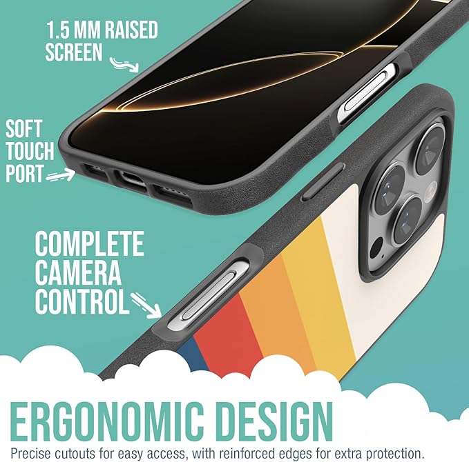Smartish® iPhone 16 Pro Magnetic Case - Gripmunk Compatible with MagSafe [Lightweight + Protective] Slim & Thin Grip Cover with Microfiber Lining for Apple iPhone 16 Pro - Striped Up
