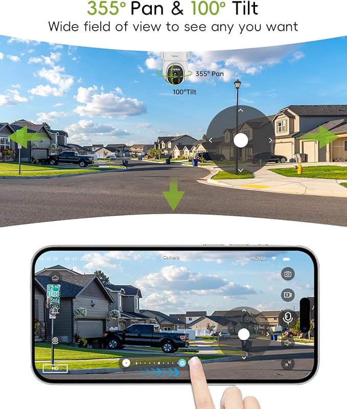 2.4G/5G Solar Security Cameras Wireless Outdoor, 2K Camera for Home Security, Auto Tracking, 360° PTZ/Color Night Vision/2Way Talk/Compatible with Alexa/IP66 Waterproof