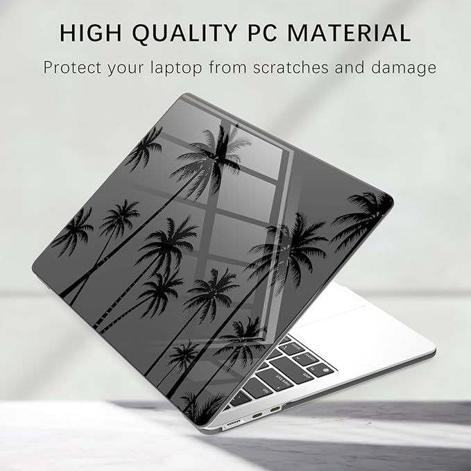 Compatible with MacBook Pro 13 inch Case M2 2025, 2024-2016 A2338 M1 A2251 A2289 A2159 A1989 A1708 A1706, Black Palm Tree Protective Hard Shell Clear Black Cover for Mac Pro 13