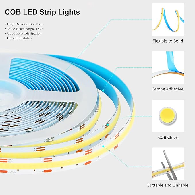 USB LED Light Strip, Pink COB LED Strip Lights, 3.28FT TV Lights Flexible Small Led Lights with Touch Switch Controller 5V LED Strip Light for TV Backlight Bedroom