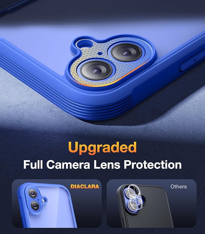 Diaclara Designed for iPhone 16 Plus Case, Full Body Rugged Case with Built-in Touch Sensitive Anti-Scratch Screen Protector, Upgraded [Full Camera Protection] for iPhone 16 Plus 6.7" (Ultramarine)