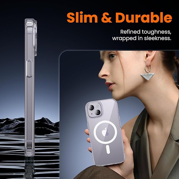 toushion 3 in 1 for iPhone 14 Case Clear with MagSafe, Not Yellowing, Screen Protector*1 Camera Lens Protector*1, Military-Grade Protection for iPhone 14 Phone Case 6.1 inch Clear