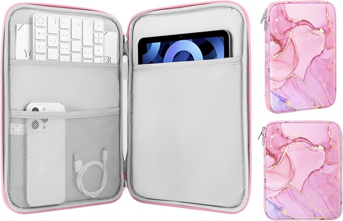 MoKo 9-11 Inch Tablet Sleeve Case, Fits New 11inch iPad Air M4/Pro M5, iPad A16 11", i-Pad 10/9/8/7th/Air 5/4th 10.9"/10.2", Tab S9/S8 11", Protective Bag Carrying Case with Pocket,Cloudy Pink