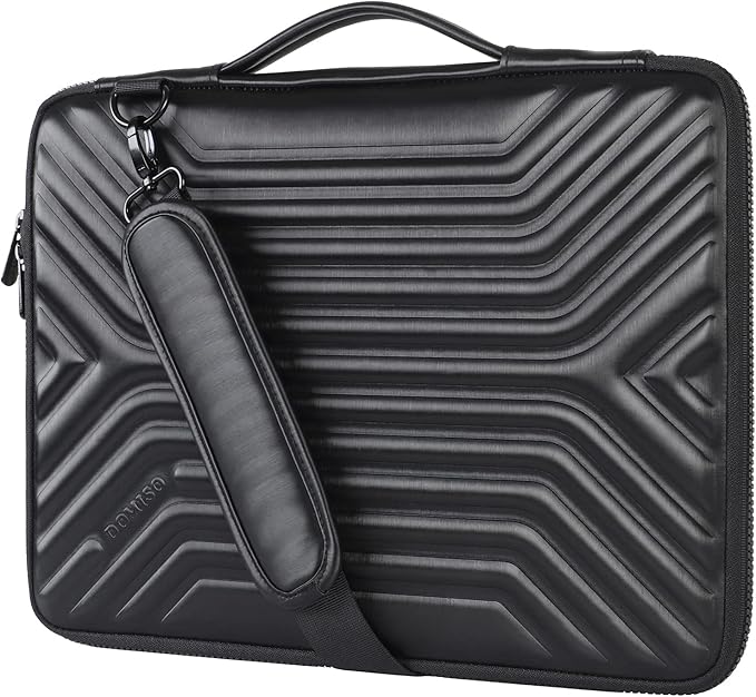 DOMISO 17.3 Inch Laptop Carrying Case, Shockproof Waterproof EVA Sleeve with Strap Protective Bag for 17-17.3" Gaming Laptops, Dell, HP, Acer, MSI, Lenovo, Black