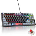 75% Mechanical Gaming Keyboard with Red Switch, RGB LED Backlit Keyboard Black, 87 Keys Compact TKL Wired Computer Keyboard for Windows Laptop PC Gamer (87 Dark)