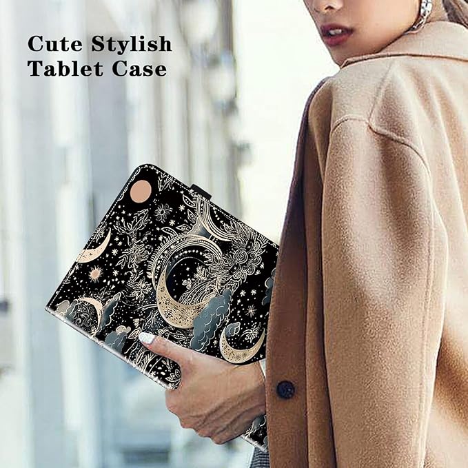 Case for iPad Pro 11 Inch (M5/M4) 2025/2024, PU Leather Tablet Cases Flip Folio Multi-Angle Viewing Stand Protective Cover with Card Slots - Moon