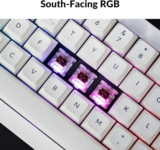Keychron Q2 Max Wireless Custom Mechanical Gaming Keyboard, QMK/VIA Programmable Knob 2.4 GHz/Bluetooth 5.1/Wired, 65% Compact RGB Hot-Swap with Gateron Brown Switch for Mac Windows Linux - White