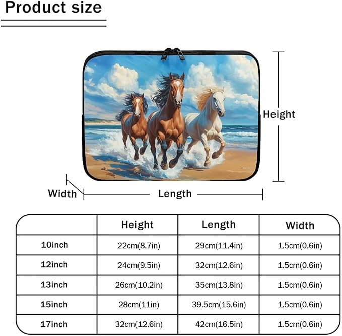 Horse Laptop Protective Sleeve for Women Men Computer Sleeve Neoprene Laptop Case Bag 17inch Portable Computer Carrying Case Suitable for Birthday Holiday Tablet Bags Blue