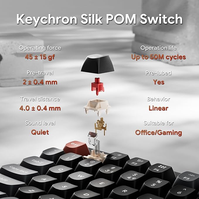 Keychron V3 Ultra TKL Mechanical Keyboard Wireless, ZMK Custom 8K Polling Rate, 2.4 GHz/Bluetooth/Wired with RGB Backlit, Pre-Lubed Silk POM Red Switch Hot-Swappable for Mac Windows Linux