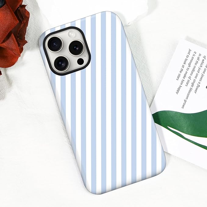 Magnetic for iPhone 13 Pro Case Cute Diagonal Stripes Phone Case, Shockproof Slim TPU and Hard PC Protective Phone Cover Compatible with MagSafe Designed for Women Girls,Blue
