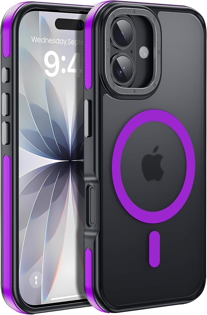 Strong Magnetic for iPhone 17 case [10Ft Military-Grade Protection] Compatible with fit MagSafe Shockproof Slim Thin Cover case for iPhone 17 6.3 inch, Purple Bumper