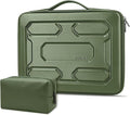 DOMISO Laptop Hard Case 17-17.3 inch Waterproof Shockproof Hard Shell Laptop Sleeve with Handle & Storage Pocket, Compatible with MacBook, HP, Dell, Green