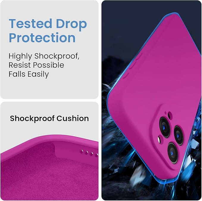 FireNova Designed for iPhone 16 Pro Max Case, Silicone Upgraded [Camera Protection] Phone Case, Soft Anti-Scratch Microfiber Lining Inside, 2024, Dark Fuchsia